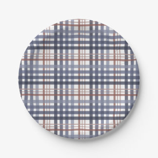 Classic Blue Burgundy Plaid Pappteller