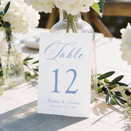 Classic Blue Calligraphy Wedding Tischnummer