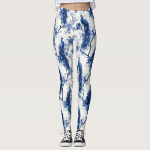Classic Blue Chinoiserie Watercolor Leggings