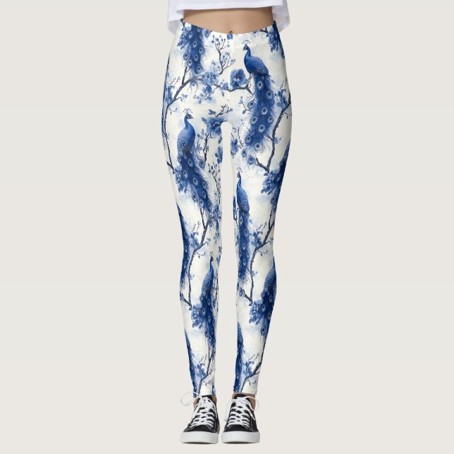 Classic Blue Chinoiserie Watercolor Leggings (Vorderseite)