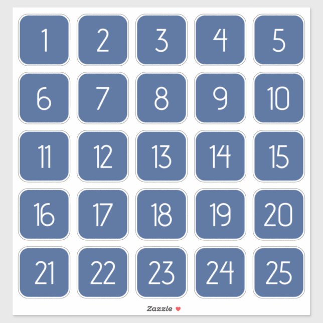 Classic Blue Customizable Square Number Stickers  Aufkleber (Blatt)