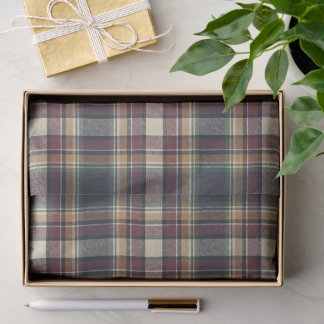 Classic Blue Dark Green Red Plaid Pattern Holiday Seidenpapier