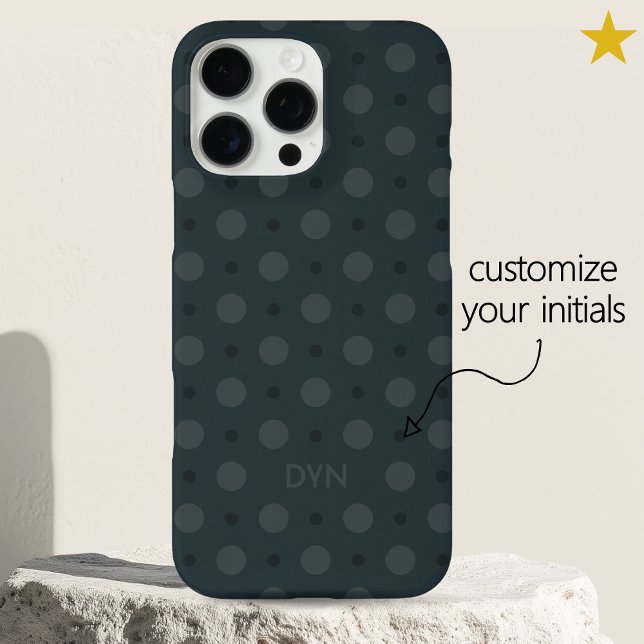 Classic Blue Dots Pattern Custom Name Initials Case-Mate iPhone Hülle (Von Creator hochgeladen)