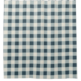 Classic Blue Farmhouse Gingham Style Duschvorhang