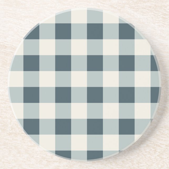 Classic Blue Farmhouse Gingham Style Getränkeuntersetzer (Vorne)