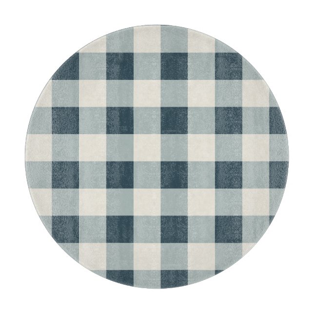 Classic Blue Farmhouse Gingham Style Schneidebrett (Vorderseite)