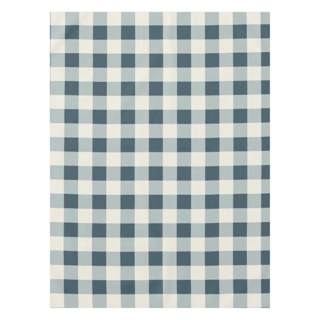 Classic Blue Farmhouse Gingham Style Tischdecke (Vorderseite)