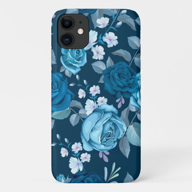 Classic Blue Floral Case-Mate iPhone Hülle (Rückseite)