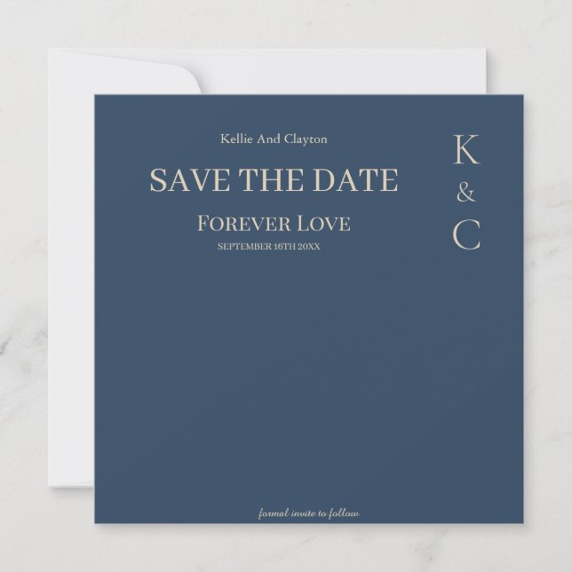 Classic Blue Forever Love Wedding Save the Date (Vorderseite)