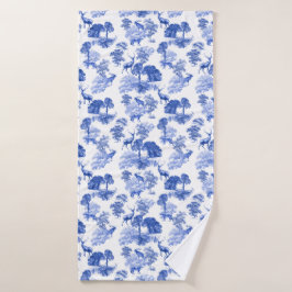 Classic Blue French Toile Deer Forest Badehandtuch