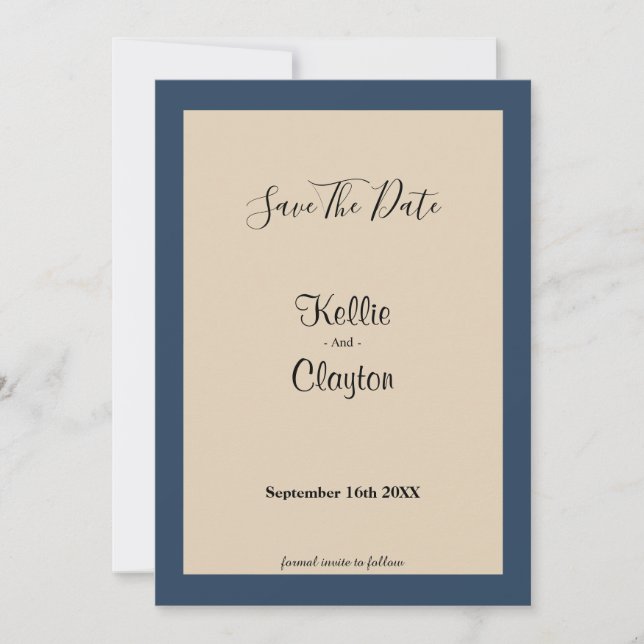 Classic Blue Gerahmt Save the Date (Vorderseite)