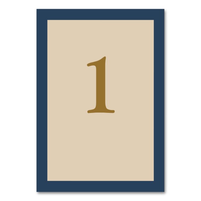 Classic Blue Gerahmt Wedding Tischnummer Card (Vorderseite)