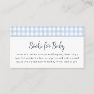 Classic Blue Gingham Baby Shower Books for Baby Begleitkarte