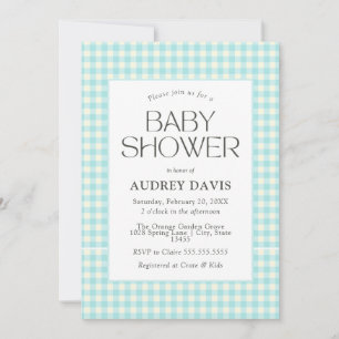 Classic Blue Gingham Boy Baby Shower Einladung