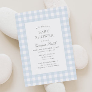 Classic Blue Gingham Boy Baby Shower Einladung