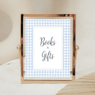 Classic Blue Gingham Bücher und Geschenke Poster