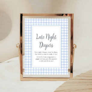 Classic Blue Gingham Late Night Diapers Poster