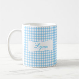 Classic Blue Gingham Personalized Name  Kaffeetasse