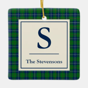 Classic Blue Green Tartan Kariert Personalisiert   Keramikornament