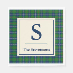 Classic Blue Green Tartan Kariert Personalisiert Serviette