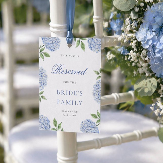 Classic Blue Hydrangea Border Reserved Row Card Einladung (Von Creator hochgeladen)