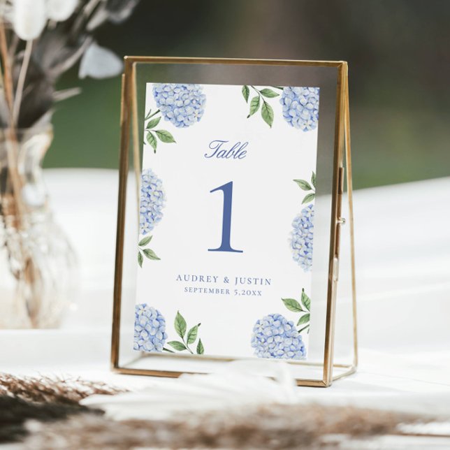 Classic Blue Hydrangea Flower Large Table Number Dankeskarte (Von Creator hochgeladen)