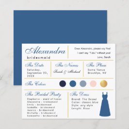 Classic Blue Imitate Gold Bridesmaid Information C