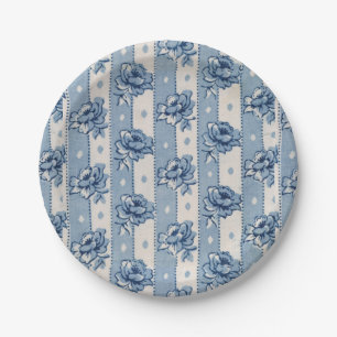 Classic Blue Ivory Blumenthema   Teller aus Papier