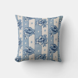 Classic Blue Ivory Floral Theme Pillow Kissen