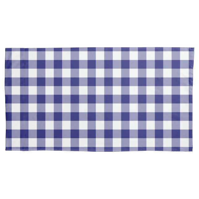Classic Blue Kariert Gingham Pattern Kissenbezug (Vorderseite-Links)