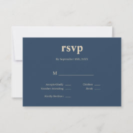 Classic Blue Modern Art Wedding RSVP Card Karte