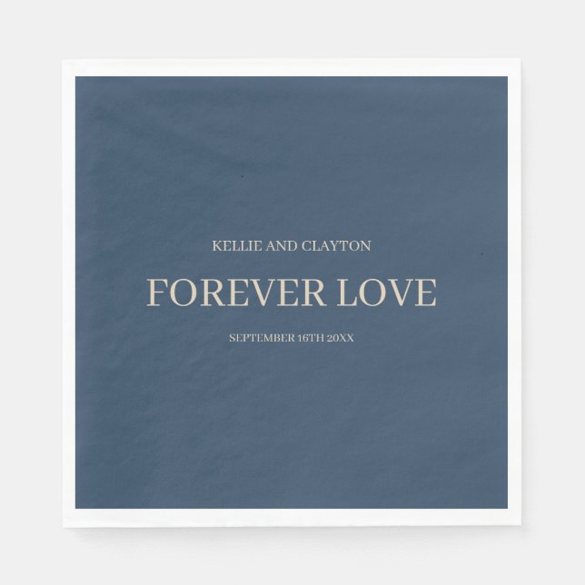 Classic Blue Modern Minimalistisch Wedding Napkins Serviette (Vorderseite)