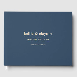 Classic Blue Modern Type Wedding Guest Book Gästebuch