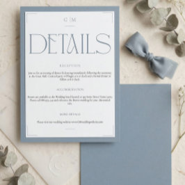 Classic Blue Monogrammed Wedding Information Card Begleitkarte