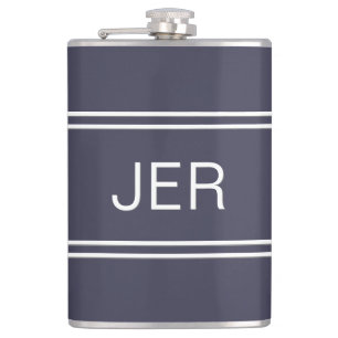 Classic Blue Personalisiert Monogram Initials Drin Flachmann