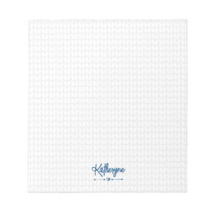 Classic Blue Personalisiert Strick Stitch Notepad Notizblock