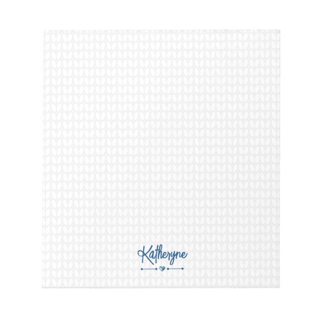 Classic Blue Personalisiert Strick Stitch Notepad Notizblock (Vorderseite)