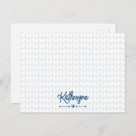 Classic Blue Personalisiert Strick Stitch Postcard Postkarte
