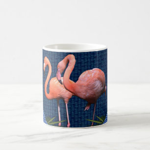 Classic Blue Pink Flamingos Green Blätter Kaffeetasse