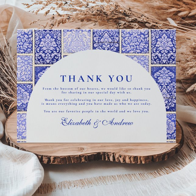 Classic Blue Porcelain Patchwork Wedding Dankeskarte (Von Creator hochgeladen)
