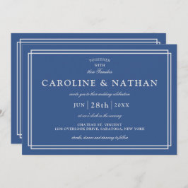 Classic Blue Simple elegante Frame Wedding Einladung