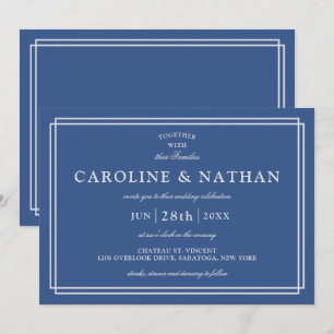 Classic Blue Simple elegante Frame Wedding Einladung
