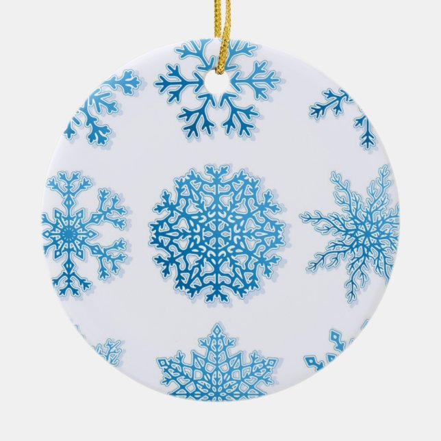 Classic Blue Snowflakes Weiße Weihnachtsschmuck (Vorne)