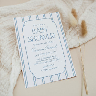 Classic Blue Striped Baby Shower Invitation Einladung