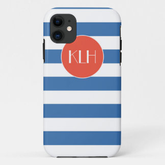 Classic Blue Stripes Cabana Stil iPhone 11 Hülle