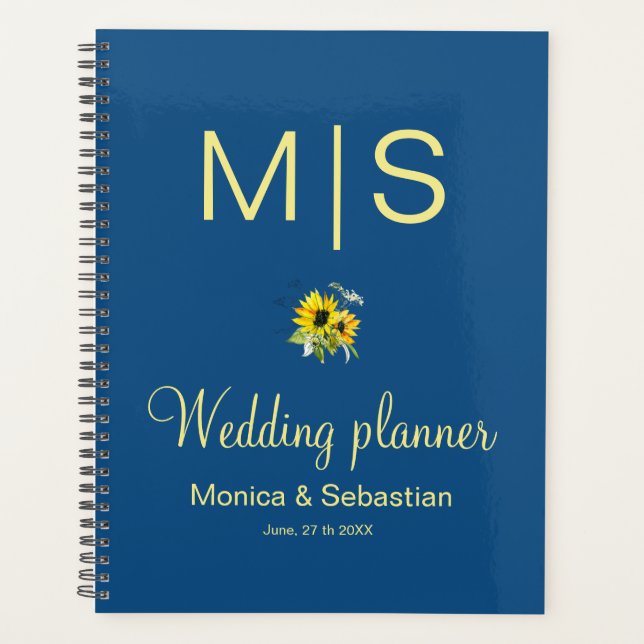 Classic Blue Sunflower Hochzeitsplaner Planer (Vorderseite)