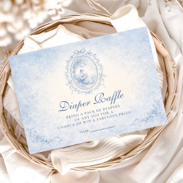 Classic Blue Toile Baby Shower Diapper Raffle Begleitkarte