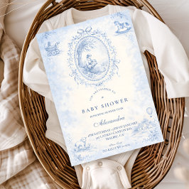 Classic Blue Toile Baby Shower Einladung