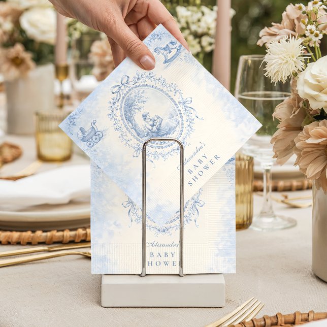 Classic Blue Toile Baby Shower Serviette (Von Creator hochgeladen)