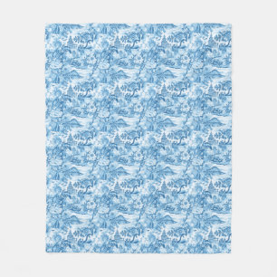 Classic Blue Toile Landschaft Fleecedecke